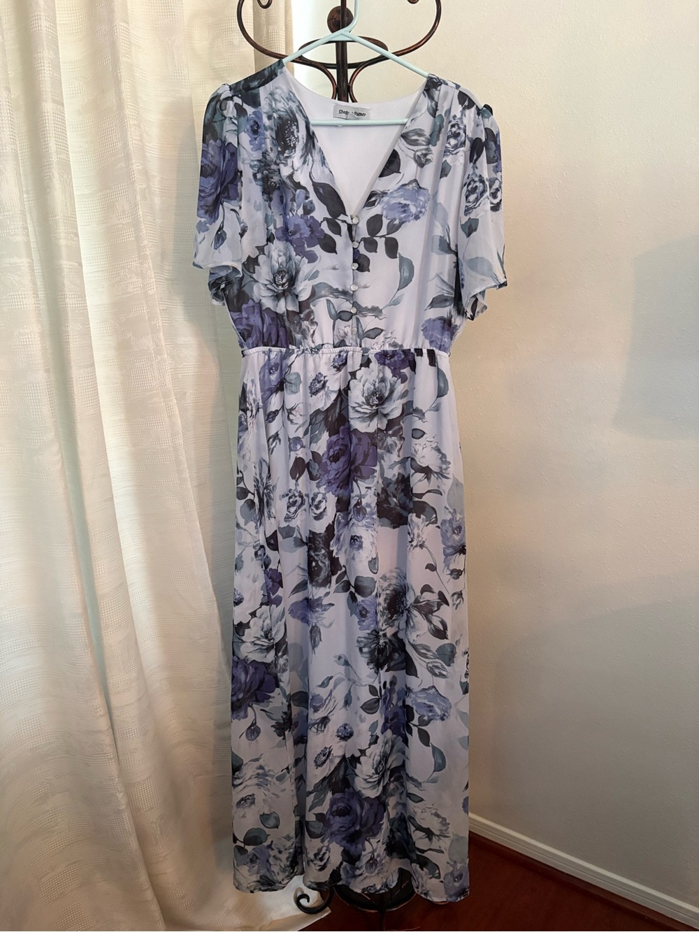 Shelby & Palmer Lavender and Gray Floral Maxi Dress